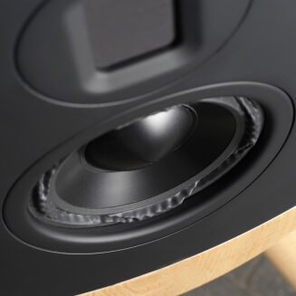 Lyngdorf Cue-100 białe z dębową podstawą - 16